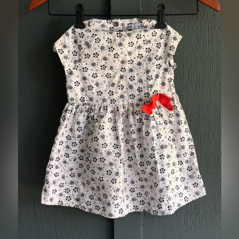 Petit Bateau Floral Dress- White Blue - Size 18 Months